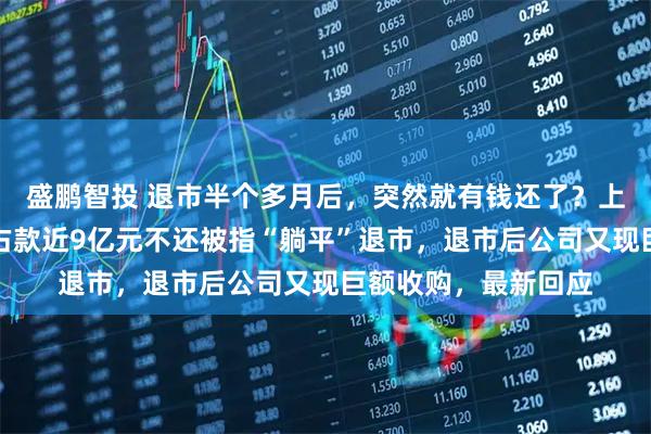 盛鹏智投 退市半个多月后，突然就有钱还了？上海一公司控股股东占款近9亿元不还被指“躺平”退市，退市后公司又现巨额收购，最新回应